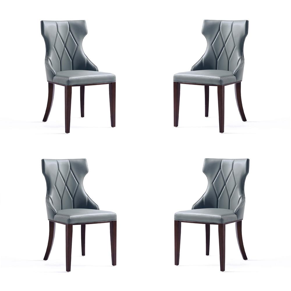 Manhattan Comfort - Reine Faux Leather Dining Chairs with Beech Wood Legs in Pebble Grey - Set of 4 - 2-DC007-PE veiw 1