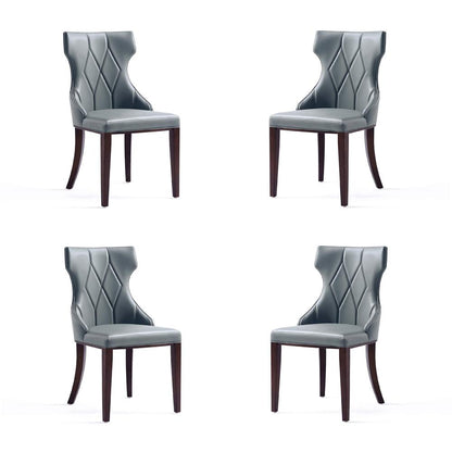 Manhattan Comfort - Reine Faux Leather Dining Chairs with Beech Wood Legs in Pebble Grey - Set of 4 - 2-DC007-PE veiw 1