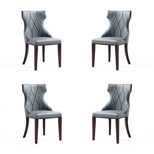 Manhattan Comfort - Reine Faux Leather Dining Chairs with Beech Wood Legs in Pebble Grey - Set of 4 - 2-DC007-PE veiw 1