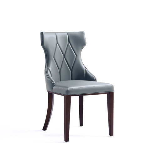Manhattan Comfort - Reine Faux Leather Dining Chairs with Beech Wood Legs in Pebble Grey - Set of 4 - 2-DC007-PE veiw 2