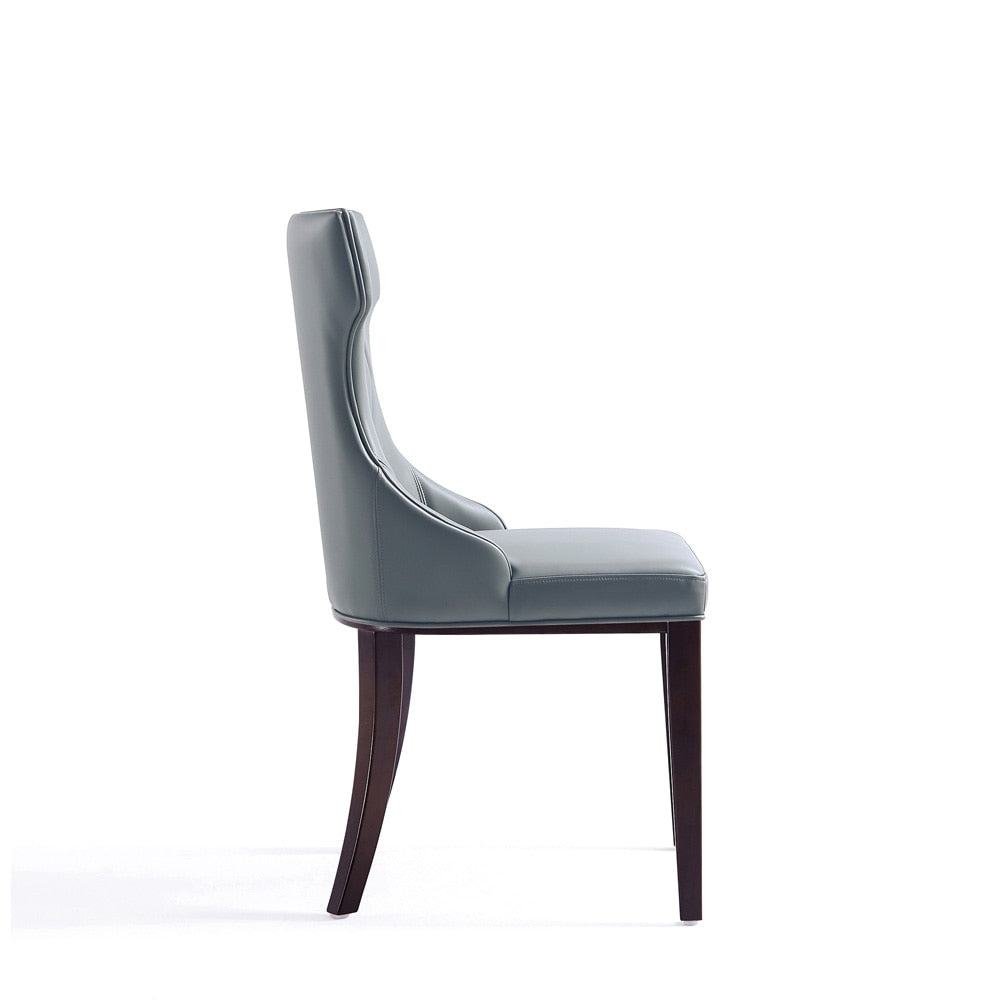 Manhattan Comfort - Reine Faux Leather Dining Chairs with Beech Wood Legs in Pebble Grey - Set of 4 - 2-DC007-PE veiw 4