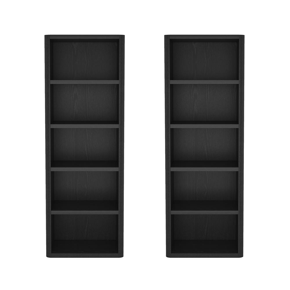 Manhattan Comfort - Rivington 28in Open Bookcase in Black (5-Shelf) - Set of 2 - 2-BC003-BK veiw 1