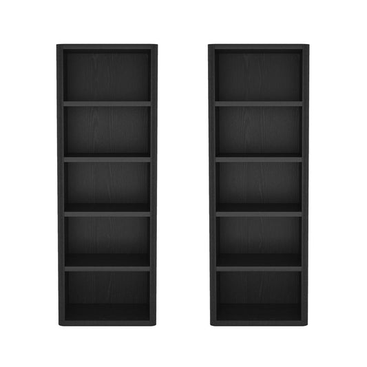 Manhattan Comfort - Rivington 28in Open Bookcase in Black (5-Shelf) - Set of 2 - 2-BC003-BK veiw 1