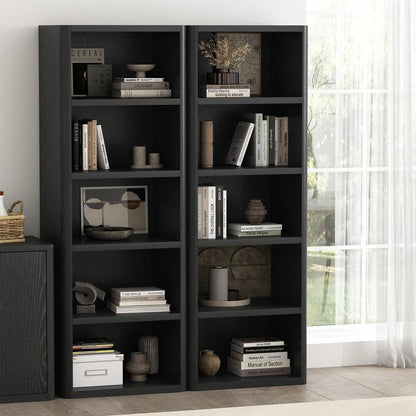 Manhattan Comfort - Rivington 28in Open Bookcase in Black (5-Shelf) - Set of 2 - 2-BC003-BK veiw 8