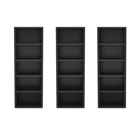 Manhattan Comfort - Rivington 28in Open Bookcase in Black (5-Shelf) - Set of 3 - 3-BC003-BK veiw 1