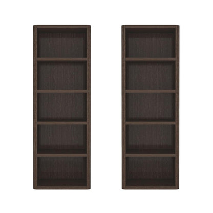 Manhattan Comfort - Rivington 28in Open Bookcase in Dark Walnut (5-Shelf) - Set of 2 - 2-BC003-BR veiw 1