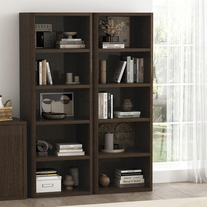 Manhattan Comfort - Rivington 28in Open Bookcase in Dark Walnut (5-Shelf) - Set of 2 - 2-BC003-BR veiw 8