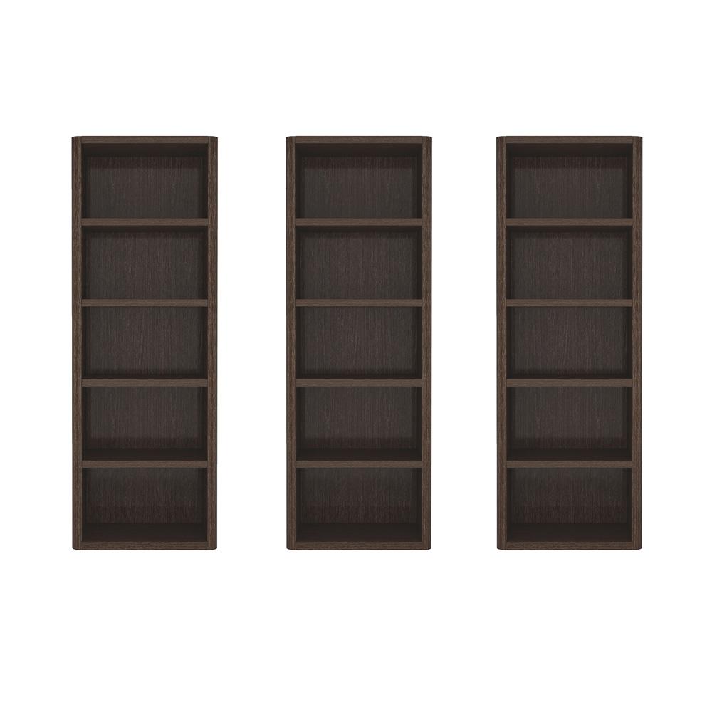 Manhattan Comfort - Rivington 28in Open Bookcase in Dark Walnut (5-Shelf) - Set of 3 - 3-BC003-BR veiw 1