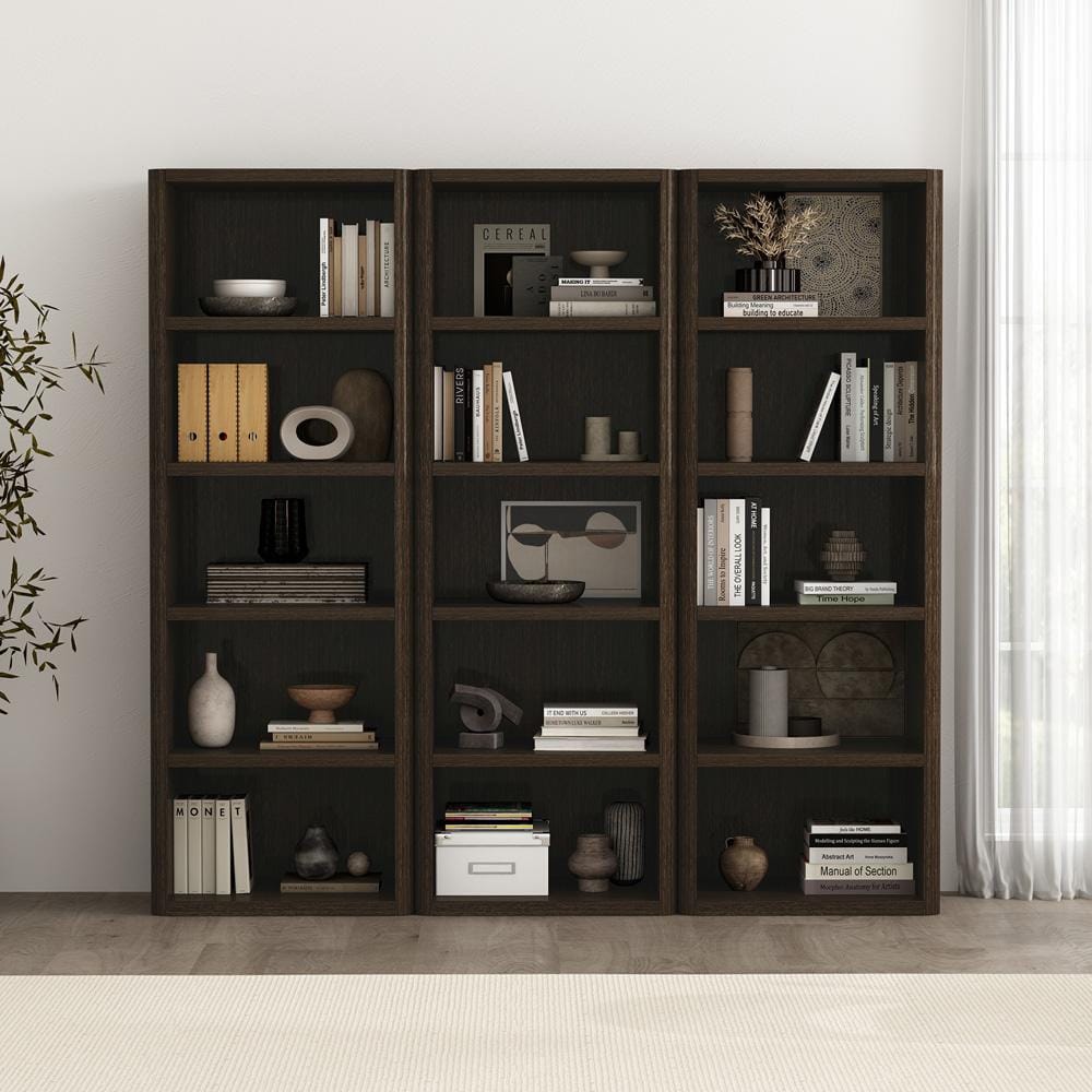 Manhattan Comfort - Rivington 28in Open Bookcase in Dark Walnut (5-Shelf) - Set of 3 - 3-BC003-BR veiw 8