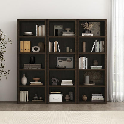 Manhattan Comfort - Rivington 28in Open Bookcase in Dark Walnut (5-Shelf) - Set of 3 - 3-BC003-BR veiw 8