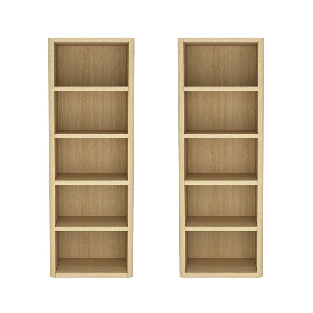 Manhattan Comfort - Rivington 28in Open Bookcase in Natural Oak (5-Shelf) - Set of 2 - 2-BC003-NA veiw 1