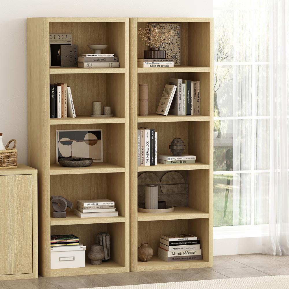 Manhattan Comfort - Rivington 28in Open Bookcase in Natural Oak (5-Shelf) - Set of 2 - 2-BC003-NA veiw 8