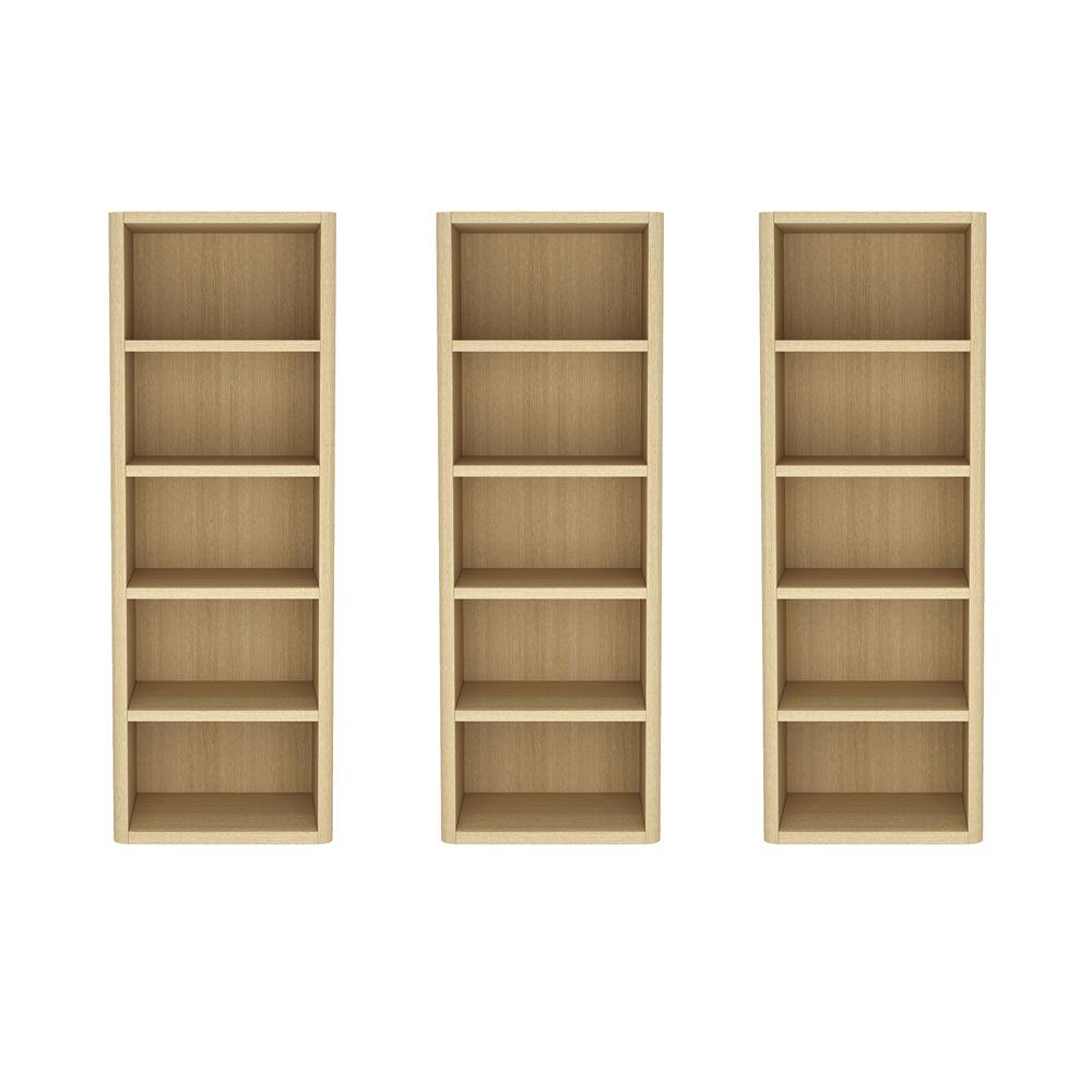 Manhattan Comfort - Rivington 28in Open Bookcase in Natural Oak (5-Shelf) - Set of 3 - 3-BC003-NA veiw 1