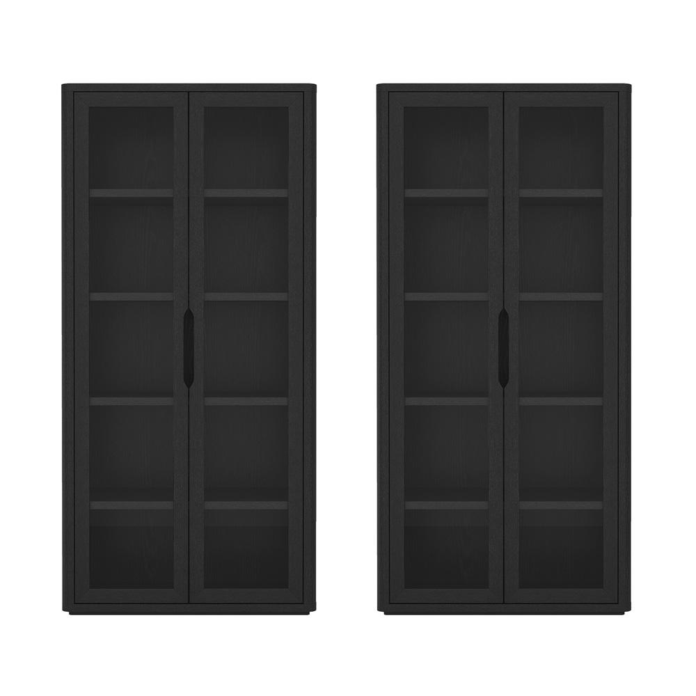 Manhattan Comfort - Rivington 38in Bookcase Cabinet in Black (5-Shelf) - Set of 2 - 2-BC005-BK veiw 1