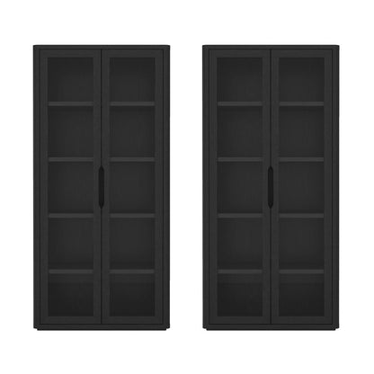 Manhattan Comfort - Rivington 38in Bookcase Cabinet in Black (5-Shelf) - Set of 2 - 2-BC005-BK veiw 1