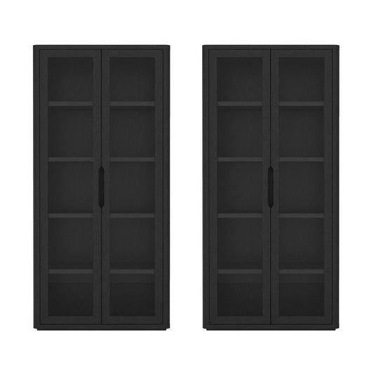 Manhattan Comfort - Rivington 38in Bookcase Cabinet in Black (5-Shelf) - Set of 2 - 2-BC005-BK veiw 1