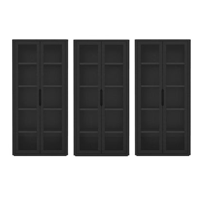 Manhattan Comfort - Rivington 38in Bookcase Cabinet in Black (5-Shelf) - Set of 3 - 3-BC005-BK veiw 1