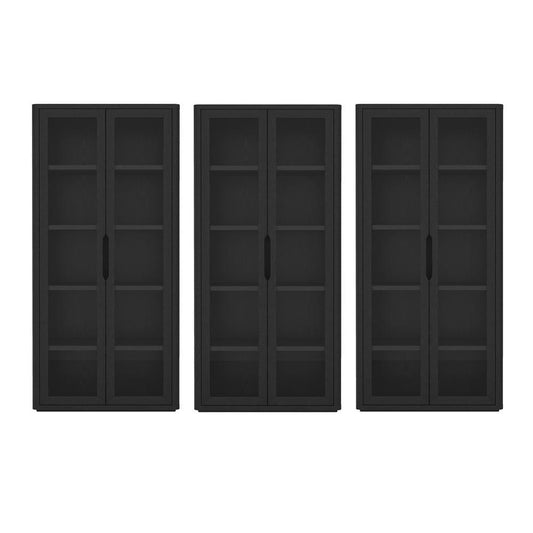 Manhattan Comfort - Rivington 38in Bookcase Cabinet in Black (5-Shelf) - Set of 3 - 3-BC005-BK veiw 1