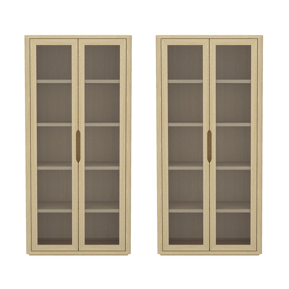 Manhattan Comfort - Rivington 38in Bookcase Cabinet in Natural Oak (5-Shelf) - Set of 2 - 2-BC005-NA veiw 1