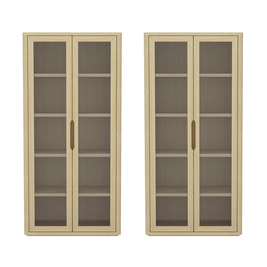 Manhattan Comfort - Rivington 38in Bookcase Cabinet in Natural Oak (5-Shelf) - Set of 2 - 2-BC005-NA veiw 1