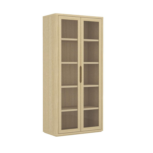 Manhattan Comfort - Rivington 38in Bookcase Cabinet in Natural Oak (5-Shelf) - Set of 2 - 2-BC005-NA veiw 2