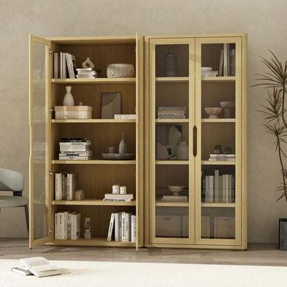 Manhattan Comfort - Rivington 38in Bookcase Cabinet in Natural Oak (5-Shelf) - Set of 2 - 2-BC005-NA veiw 7