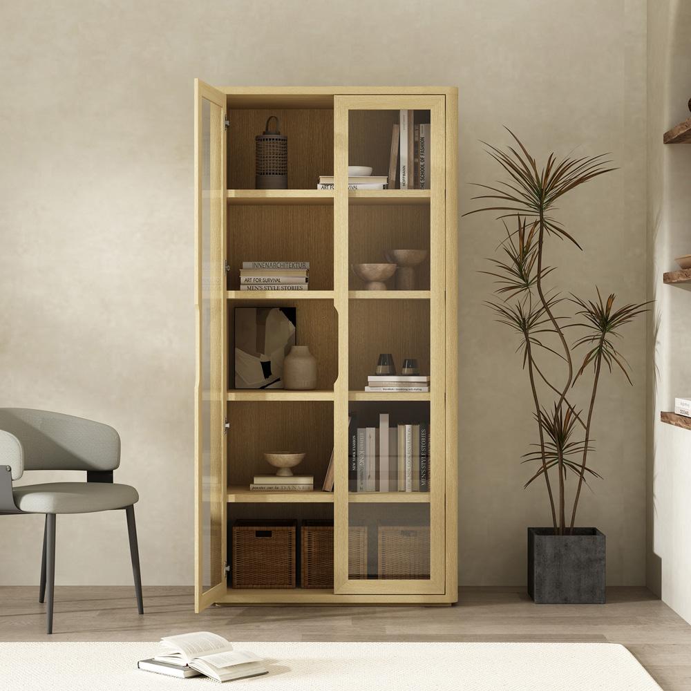 Manhattan Comfort - Rivington 38in Bookcase Cabinet in Natural Oak (5-Shelf) - BC005-NA veiw 7