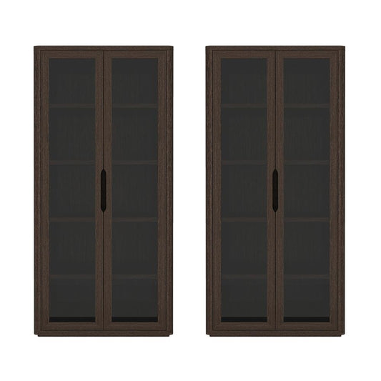 Manhattan Comfort - Rivington 38in Bookcase Cabinet in Walnut (5-Shelf) - Set of 2 - 2-BC005-BR veiw 1