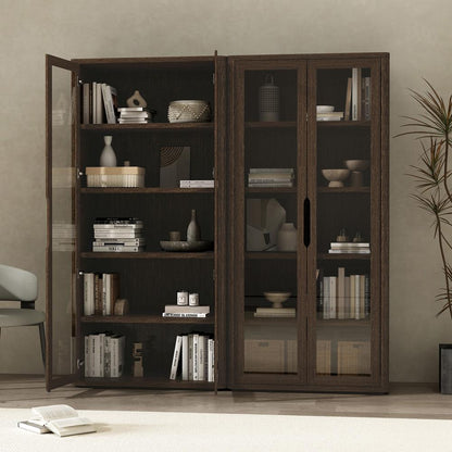 Manhattan Comfort - Rivington 38in Bookcase Cabinet in Walnut (5-Shelf) - Set of 2 - 2-BC005-BR veiw 7