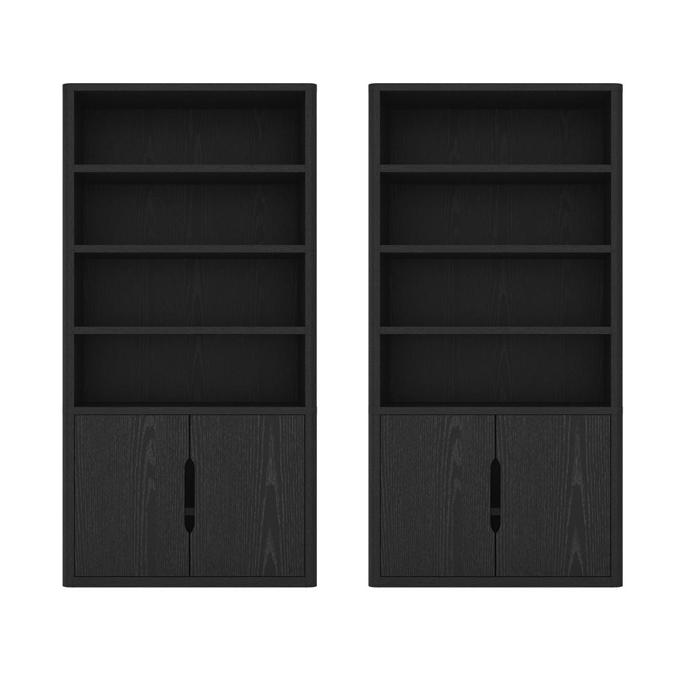 Manhattan Comfort - Rivington 40in Bookcase Cabinet in Black (4-Shelf) - Set of 2 - 2-BC006-BK veiw 1