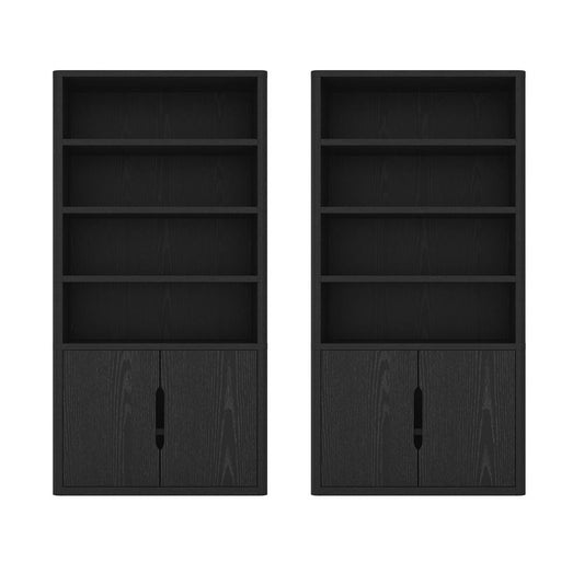 Manhattan Comfort - Rivington 40in Bookcase Cabinet in Black (4-Shelf) - Set of 2 - 2-BC006-BK veiw 1