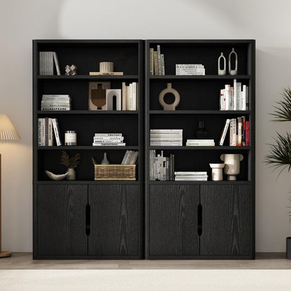 Manhattan Comfort - Rivington 40in Bookcase Cabinet in Black (4-Shelf) - Set of 2 - 2-BC006-BK veiw 8