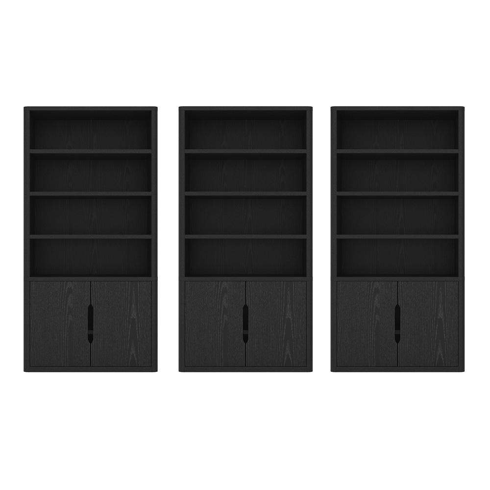 Manhattan Comfort - Rivington 40in Bookcase Cabinet in Black (4-Shelf) - Set of 3 - 3-BC006-BK veiw 1