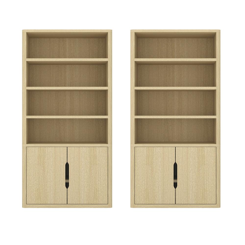 Manhattan Comfort - Rivington 40in Bookcase Cabinet in Natural Oak (4-Shelf) - Set of 2 - 2-BC006-NA veiw 1