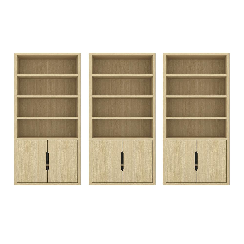 Manhattan Comfort - Rivington 40in Bookcase Cabinet in Natural Oak (4-Shelf) - Set of 3 - 3-BC006-NA veiw 1