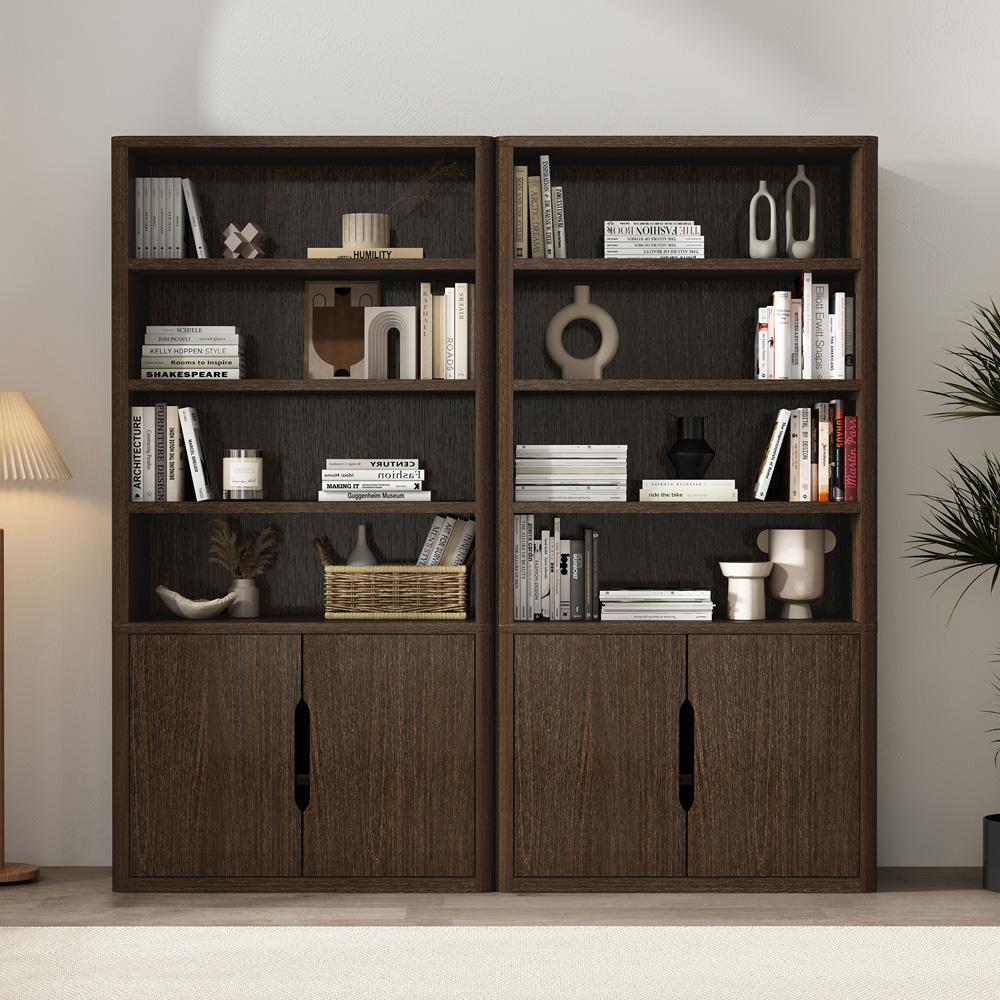 Manhattan Comfort - Rivington 40in Bookcase Cabinet in Walnut (4-Shelf) - Set of 2 - 2-BC006-BR veiw 8