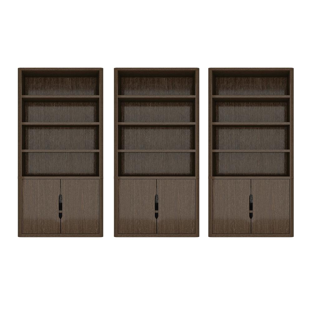 Manhattan Comfort - Rivington 40in Bookcase Cabinet in Walnut (4-Shelf) - Set of 3 - 3-BC006-BR veiw 1