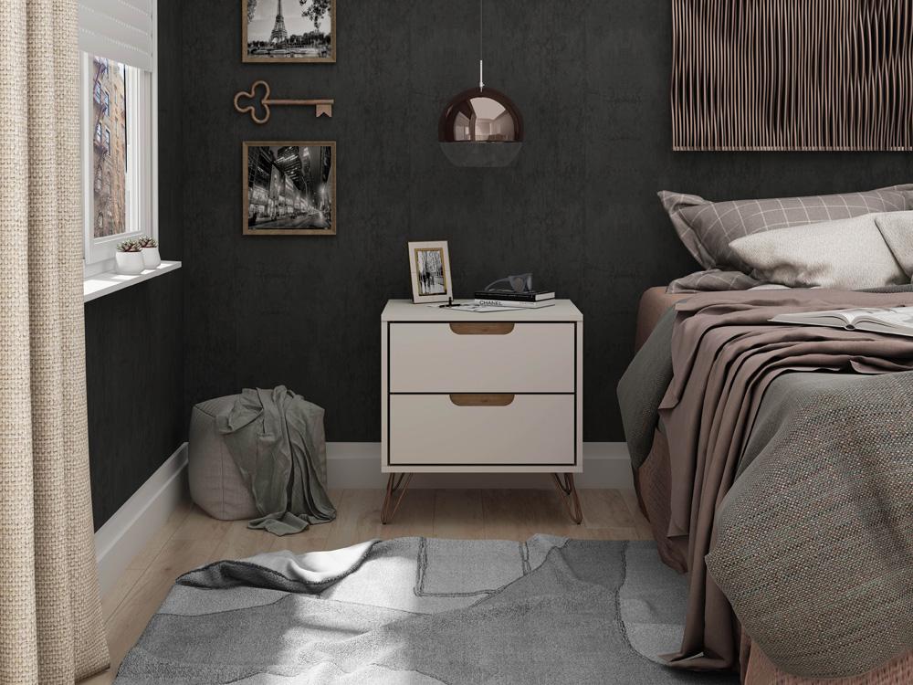 Manhattan Comfort - Rockefeller 2.0 Nightstand in Off White - 102GMC8 veiw 7