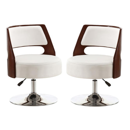 Manhattan Comfort - Salon Faux Leather Accent Chair with Metal Legs in White and Polished Chrome - Set of 2 - 2-AC034-WH veiw 1
