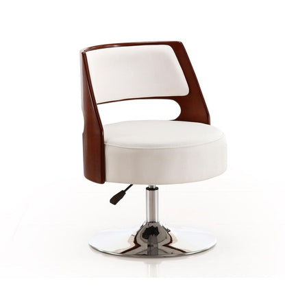 Manhattan Comfort - Salon Faux Leather Accent Chair with Metal Legs in White and Polished Chrome - Set of 2 - 2-AC034-WH veiw 2