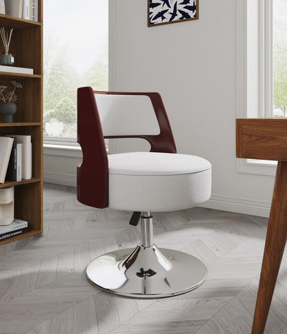 Manhattan Comfort - Salon Faux Leather Accent Chair with Metal Legs in White and Polished Chrome - Set of 2 - 2-AC034-WH veiw 6