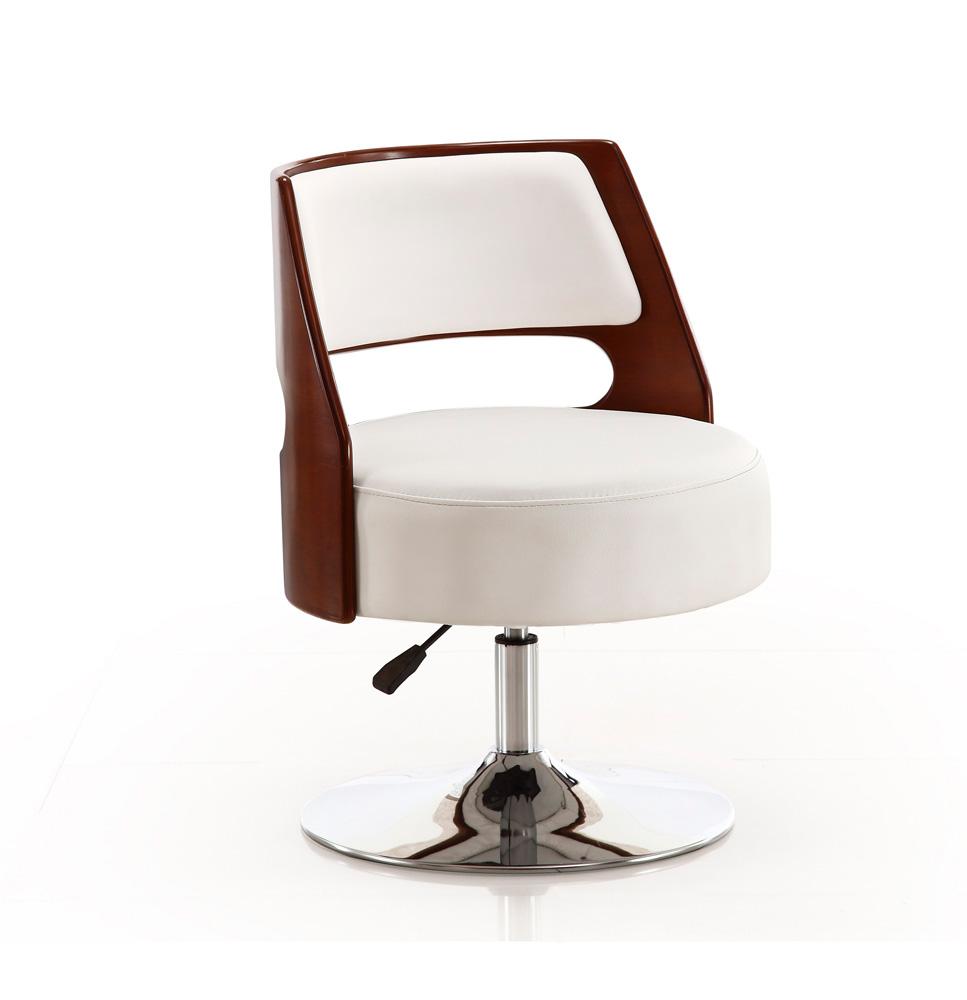 Manhattan Comfort - Salon Faux Leather Accent Chair with Metal Legs in White and Polished Chrome - AC034-WH veiw 1