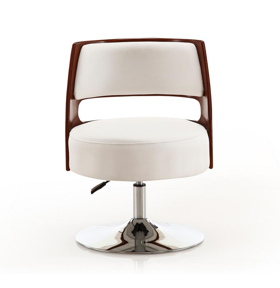 Manhattan Comfort - Salon Faux Leather Accent Chair with Metal Legs in White and Polished Chrome - AC034-WH veiw 2