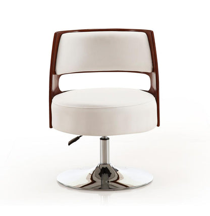 Manhattan Comfort - Salon Faux Leather Accent Chair with Metal Legs in White and Polished Chrome - AC034-WH veiw 2