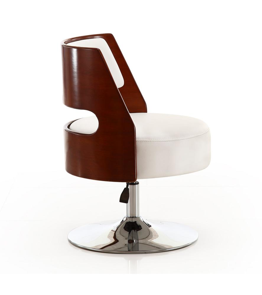 Manhattan Comfort - Salon Faux Leather Accent Chair with Metal Legs in White and Polished Chrome - AC034-WH veiw 3