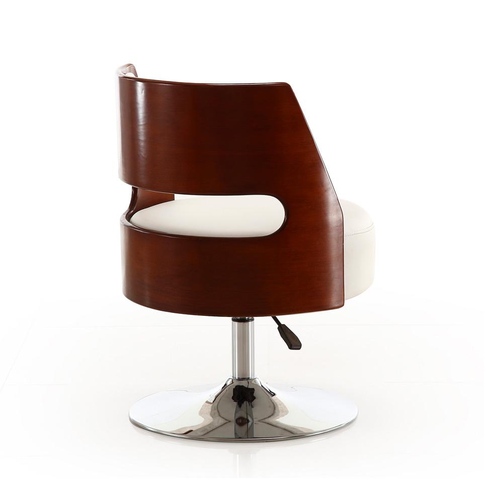 Manhattan Comfort - Salon Faux Leather Accent Chair with Metal Legs in White and Polished Chrome - AC034-WH veiw 4