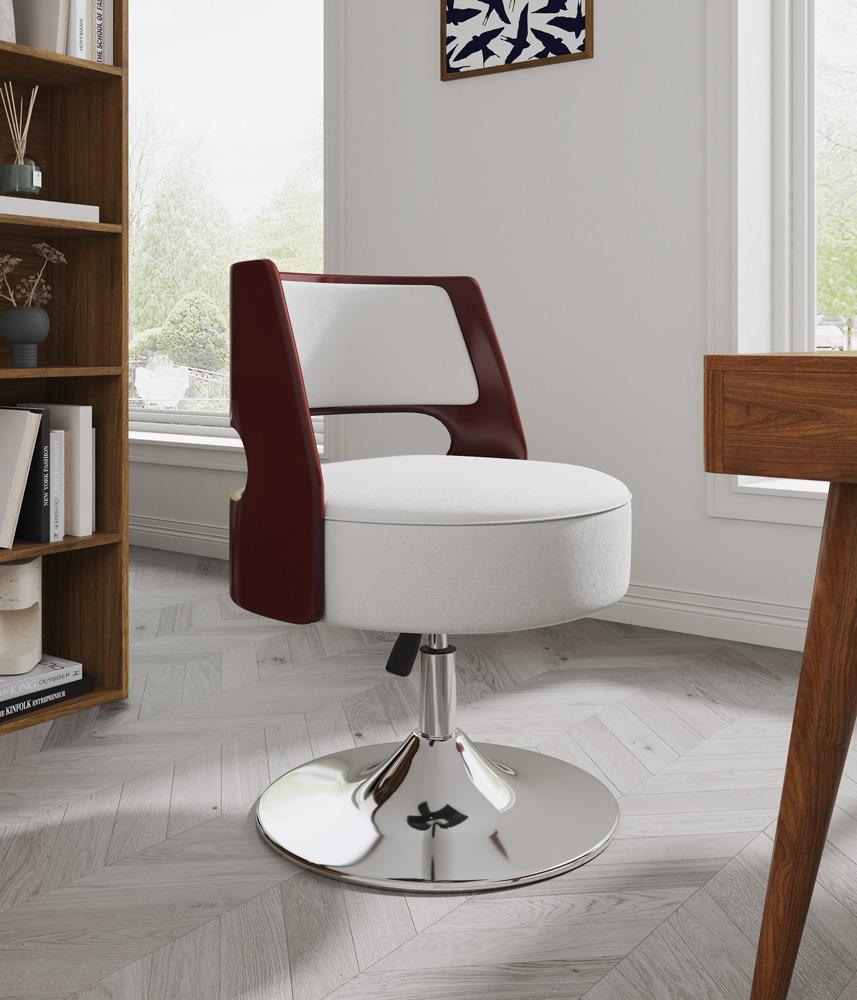 Manhattan Comfort - Salon Faux Leather Accent Chair with Metal Legs in White and Polished Chrome - AC034-WH veiw 5