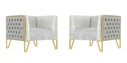 Manhattan Comfort - Vector Velvet Accent Chair with Metal Legs in Grey and Gold - Set of 2 - 2-AC054-GY veiw 1