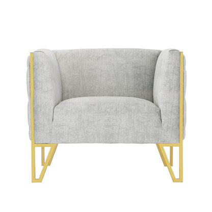 Manhattan Comfort - Vector Velvet Accent Chair with Metal Legs in Grey and Gold - Set of 2 - 2-AC054-GY veiw 3