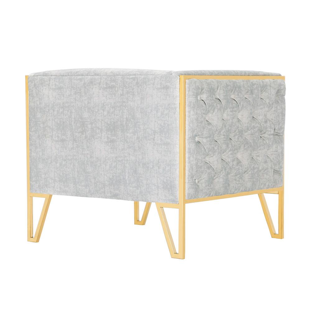 Manhattan Comfort - Vector Velvet Accent Chair with Metal Legs in Grey and Gold - Set of 2 - 2-AC054-GY veiw 4